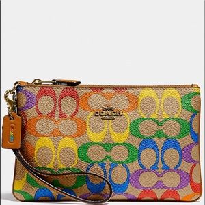 Authentic COACH Signature Rainbow Small Wristlet
